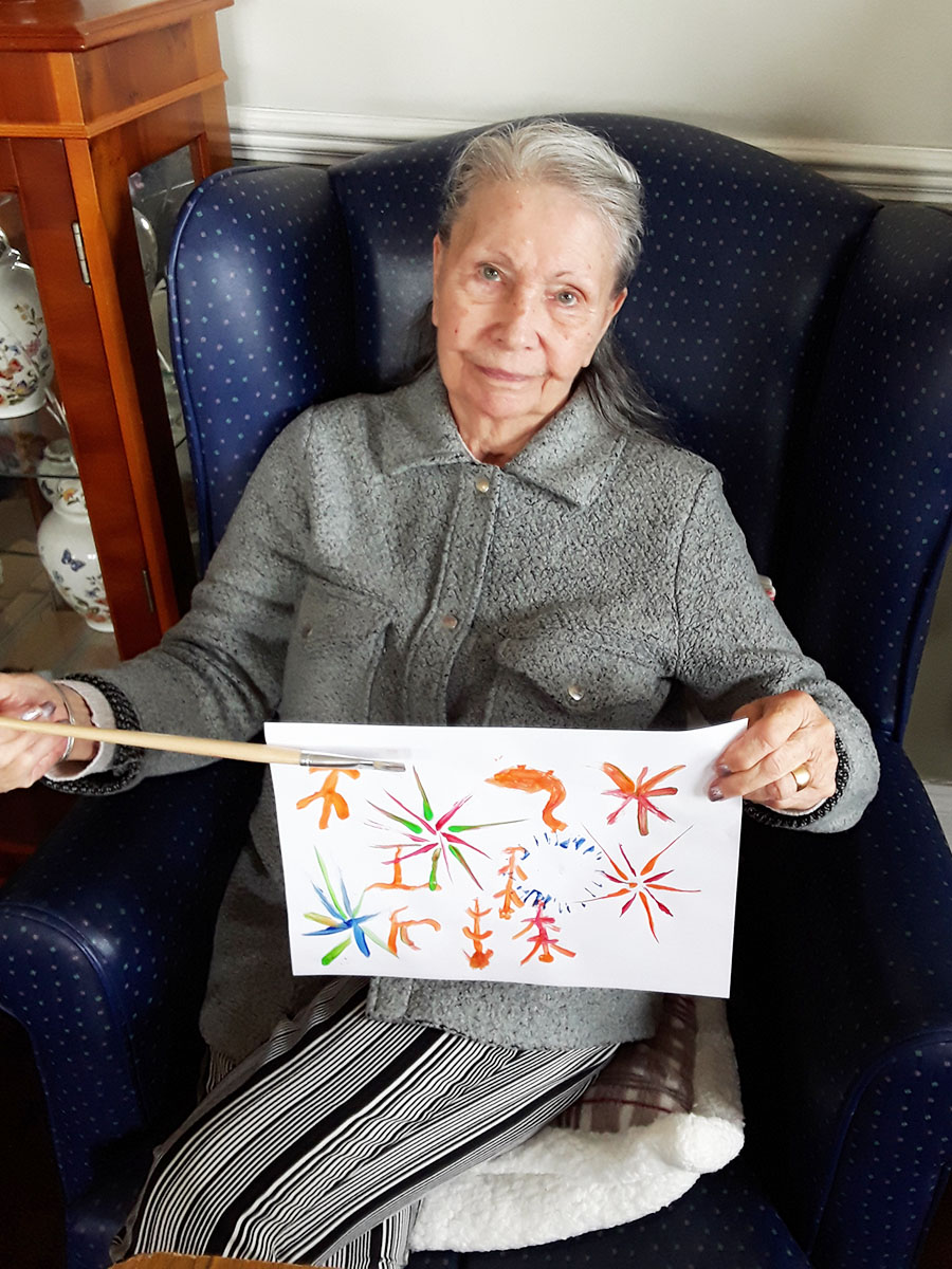 Firework paintings at Silverpoint Court Residential Care Home