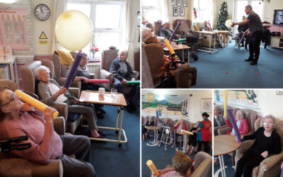 Balloon tennis fun at Silverpoint Court Residential Care Home