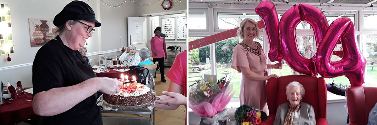 Celebrating Ivy's 104th birthday at Silverpoint Court Residential Care Home