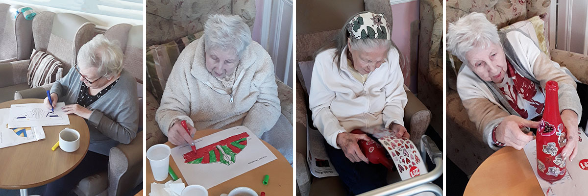 Silverpoint Court Residential Care Home residents making themed decorations