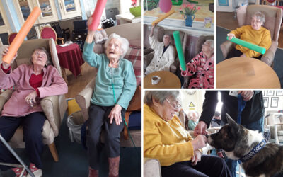 Pet Therapy and balloon tennis at Silverpoint Court Residential Care Home