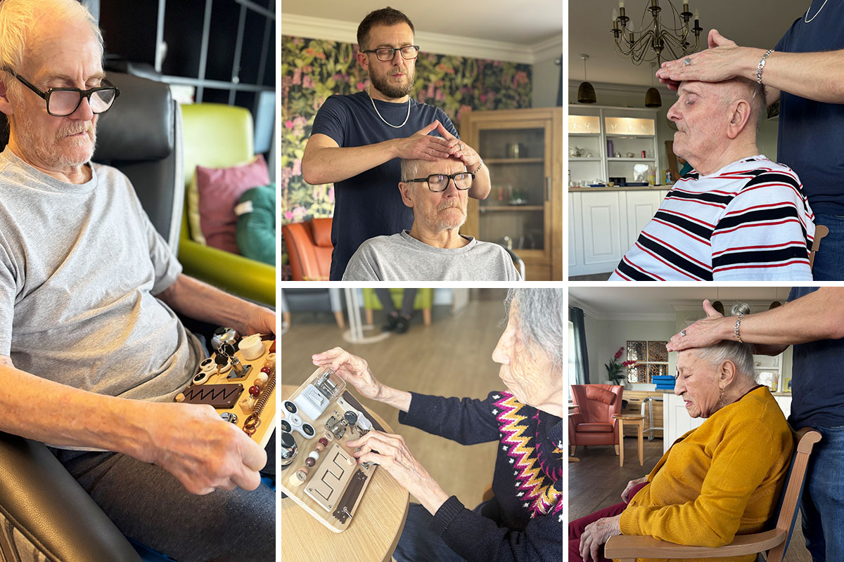 Fidget board fun and relaxing reiki at Silverpoint Court Residential Care Home