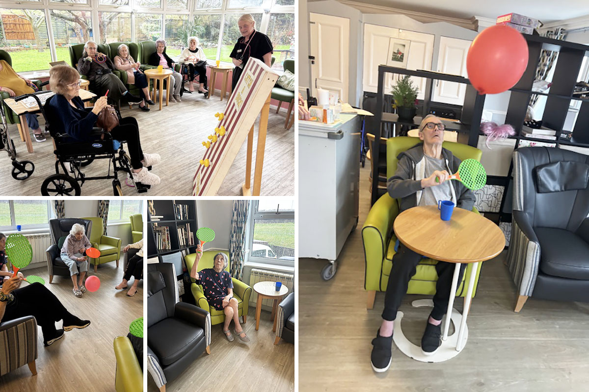 Balloon tennis and carnival games at Silverpoint Court Residential Care Home